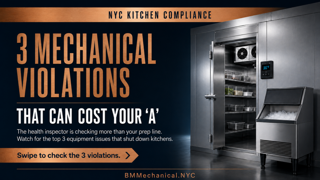 3 Mechanical Violations That Can Cost Your 'A'. A commercial walk-in refrigerator and ice machine