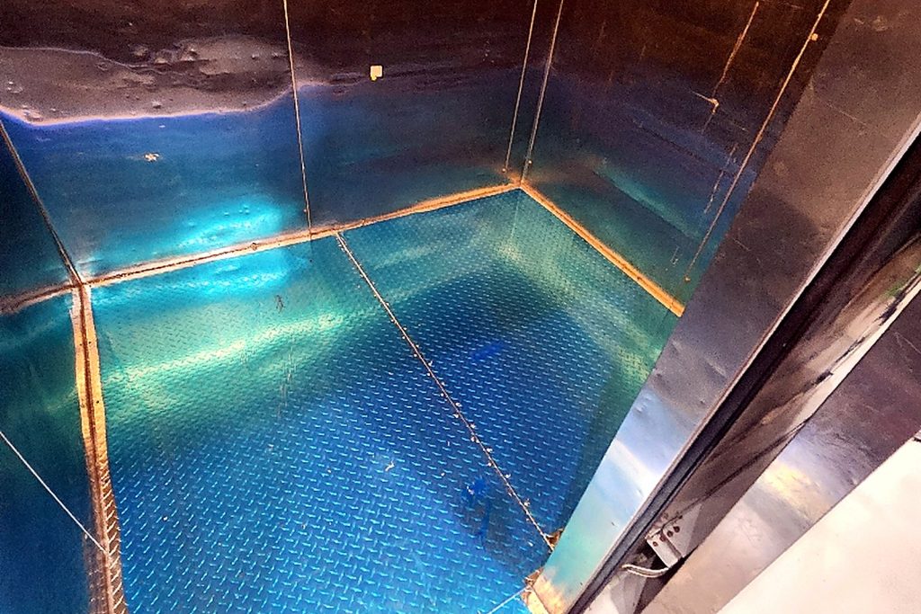 Completed walk-in freezer floor with every seam welded closed including the corners