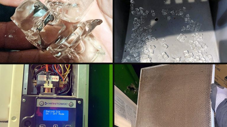 Collage of 4 photos from the job: The controller said "Making Ice." The bin disagreed.