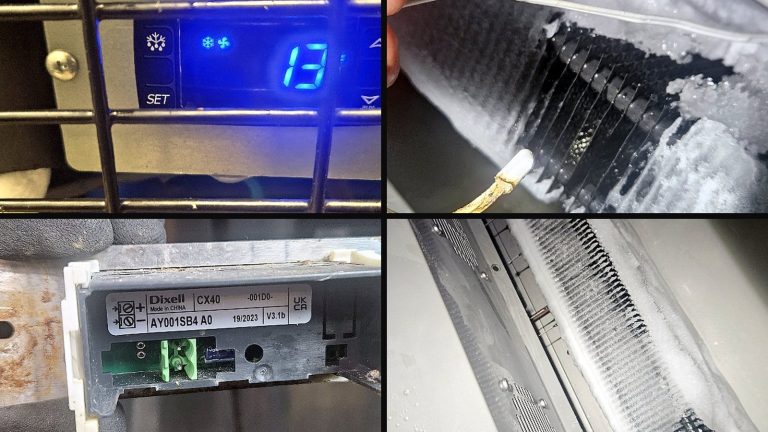Collage of 4 photos from the job: The controller read 13. The box did not agree.