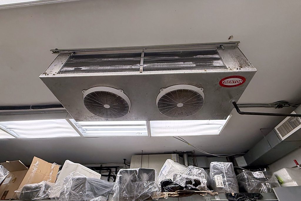 The Trenton two-fan ceiling evaporator after service.